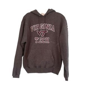 Champion Virginia Tech Hoodie Sweatshirt Gray Fleece University Hokies S